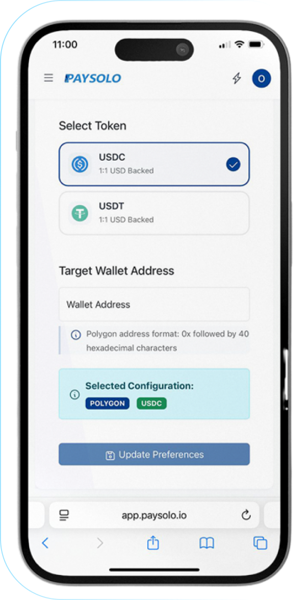 PROVIDE CRYPTO ADDRESS